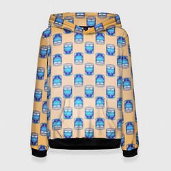 Толстовка-худи женская Сгущенка паттерн, цвет: 3D-черный