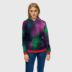 Толстовка-худи женская Разноцветный геометрический уз, цвет: 3D-красный — фото 2