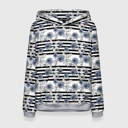 Толстовка-худи женская Акварельный полосатый узор, цвет: 3D-меланж