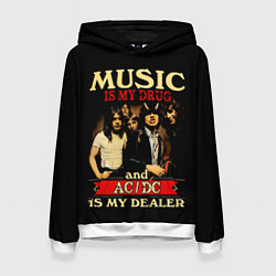 Женская толстовка MUSYC IS MY DRUG and ACDC IS MY DEALER