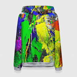 Толстовка-худи женская Брызги красок Grunge Paints, цвет: 3D-меланж