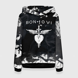 Толстовка-худи женская BON JOVI БОН ДЖОВИ, цвет: 3D-черный
