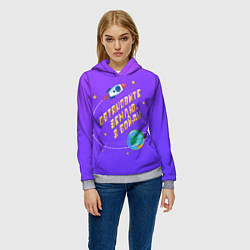 Толстовка-худи женская Остановите Землю - Я сойду, цвет: 3D-меланж — фото 2