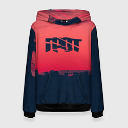 Толстовка-худи женская ГРОТ ЛОГО НА ФОНЕ ЗАКАТА, цвет: 3D-черный