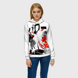 Толстовка-худи женская Power - Человек-бензопила, цвет: 3D-белый — фото 2