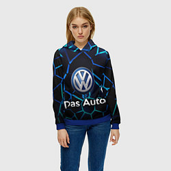 Толстовка-худи женская Volkswagen слоган Das Auto, цвет: 3D-синий — фото 2