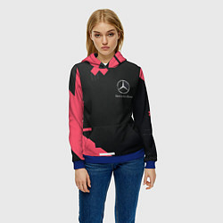 Толстовка-худи женская Мерседес Mersedes, цвет: 3D-синий — фото 2