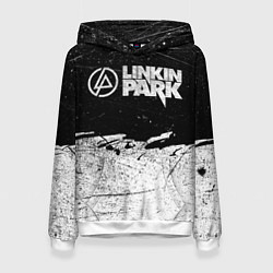 Толстовка-худи женская Линкин Парк Лого Рок ЧБ Linkin Park Rock, цвет: 3D-белый