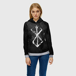 Толстовка-худи женская BERSERK LOGO GRUNGE, цвет: 3D-меланж — фото 2