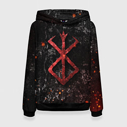 Толстовка-худи женская BERSERK LOGO GRUNGE RED, цвет: 3D-черный