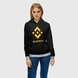 Толстовка-худи женская БИНАНС ЛОГО CARBON BINANCE LOGO, цвет: 3D-меланж — фото 2