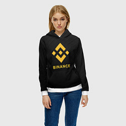 Толстовка-худи женская БИНАНС ЛОГО CARBON BINANCE LOGO, цвет: 3D-белый — фото 2