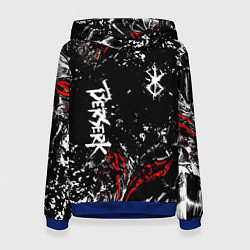Толстовка-худи женская Берсерк Черная маска, цвет: 3D-синий