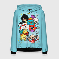 Толстовка-худи женская Toca LifeЖ Персонажи, цвет: 3D-черный