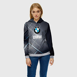 Толстовка-худи женская BMW Logo, цвет: 3D-меланж — фото 2