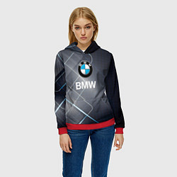 Толстовка-худи женская BMW Logo, цвет: 3D-красный — фото 2