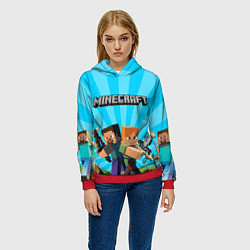 Толстовка-худи женская МАЙНКРАФТ ГЕРОИ ИГРЫ MINECRAFT, цвет: 3D-красный — фото 2