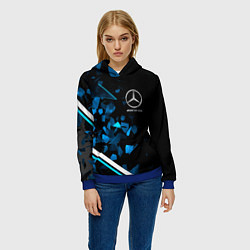 Толстовка-худи женская Mercedes AMG Осколки стекла, цвет: 3D-синий — фото 2