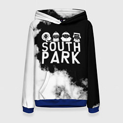 Толстовка-худи женская Все пацаны на черном фоне Южный Парк, цвет: 3D-синий