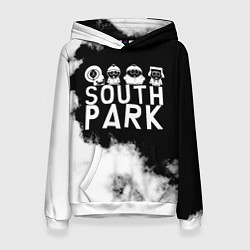 Толстовка-худи женская Все пацаны на черном фоне Южный Парк, цвет: 3D-белый