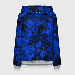 Толстовка-худи женская SONIC BLUE PATTERN СИНИЙ ЁЖ, цвет: 3D-меланж