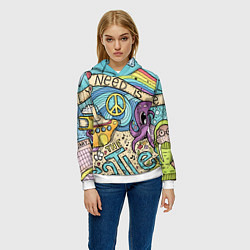 Толстовка-худи женская All you need is The Beatles, цвет: 3D-белый — фото 2