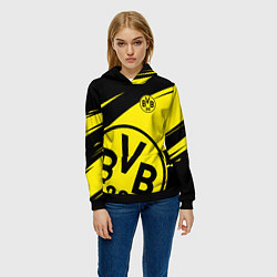 Толстовка-худи женская BORUSSIA BVB 09 LOGO, цвет: 3D-черный — фото 2