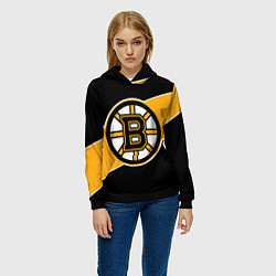 Толстовка-худи женская Бостон Брюинз, Boston Bruins, цвет: 3D-черный — фото 2
