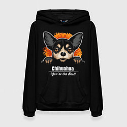 Толстовка-худи женская Чихуахуа Chihuahua, цвет: 3D-черный