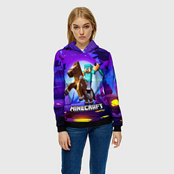 Толстовка-худи женская Minecraft на коне!, цвет: 3D-черный — фото 2