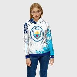 Толстовка-худи женская Manchester City - Футбольный клуб, цвет: 3D-синий — фото 2