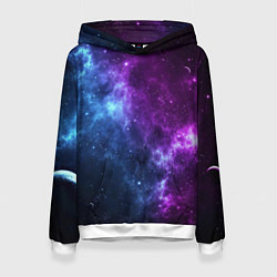 Толстовка-худи женская NEON GALAXY НЕОНОВЫЙ КОСМОС, цвет: 3D-белый
