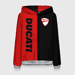 Толстовка-худи женская DUCATI BLACK RED BACKGROUND, цвет: 3D-меланж