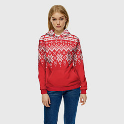 Толстовка-худи женская Knitted Pattern, цвет: 3D-красный — фото 2