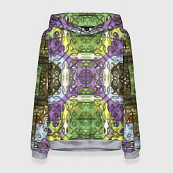 Толстовка-худи женская Коллекция Фрактальная мозаика Фиолетово-зеленый, цвет: 3D-меланж