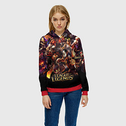 Толстовка-худи женская LEAGUE OF LEGENDS НЕОН БРЫЗГИ КРАСОК, цвет: 3D-красный — фото 2
