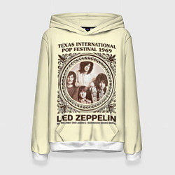 Толстовка-худи женская Led Zeppelin - Texas International Pop Festival 19, цвет: 3D-белый