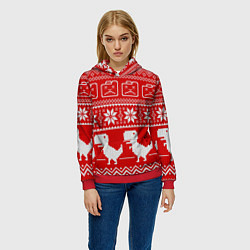 Толстовка-худи женская Вязаный принт, цвет: 3D-красный — фото 2