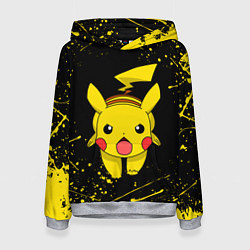Толстовка-худи женская ПИКАЧУ БРЫЗГИ КРАСОК, цвет: 3D-меланж