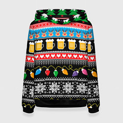 Женская толстовка Новогодний пивной узор