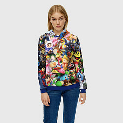 Толстовка-худи женская SUPER SMASH BROS ГЕРОИ ИГРЫ, цвет: 3D-синий — фото 2