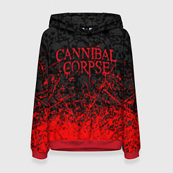 Толстовка-худи женская CANNIBAL CORPSE, БРЫЗГИ КРАСОК ЧЕРЕПА, цвет: 3D-красный