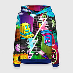 Толстовка-худи женская Geometry Dash: Parallel Worlds, цвет: 3D-синий