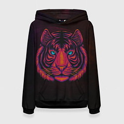 Толстовка-худи женская Тигр Tiger голова, цвет: 3D-черный