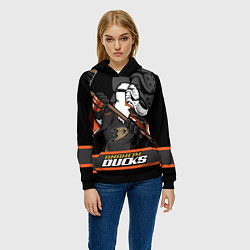 Толстовка-худи женская Анахайм Дакс, Anaheim Ducks, цвет: 3D-черный — фото 2