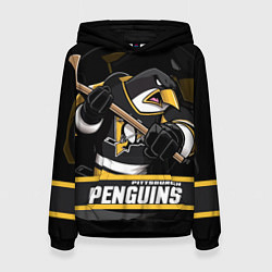 Толстовка-худи женская Питтсбург Пингвинз, Pittsburgh Penguins, цвет: 3D-черный
