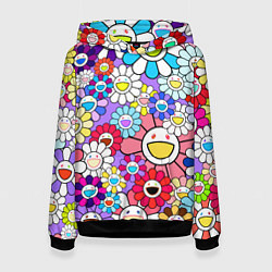 Толстовка-худи женская Цветы Takashi Murakami, цвет: 3D-черный