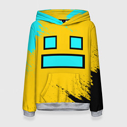 Толстовка-худи женская GEOMETRY DASH SMILE БРЫЗГИ КРАСОК, цвет: 3D-меланж