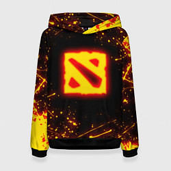 Толстовка-худи женская DOTA 2 FIRE LOGO ДОТА 2 ОГНЕННЫЙ ЛОГО, цвет: 3D-черный