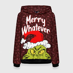 Толстовка-худи женская ГРИНЧ GRINCH WHATEVER, цвет: 3D-черный